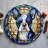 Boston Terrier Circular Glass Suncatcher Worktop Saver